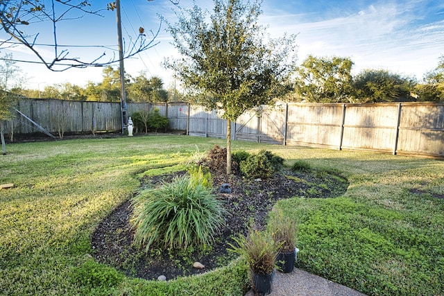 view of yard featuring a fenced backyard