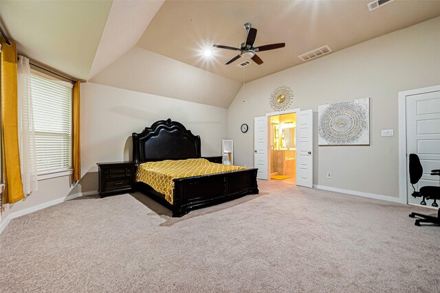 4723 Great Acre Ln, Fresno, TX 77545 - bedroom with visible vents, carpet flooring, baseboards, and vaulted ceiling