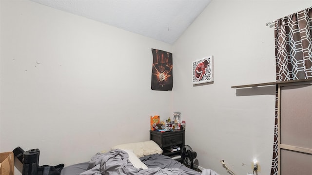 bedroom featuring vaulted ceiling