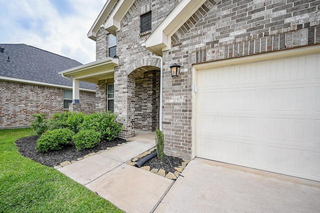 entrance to property with brick siding