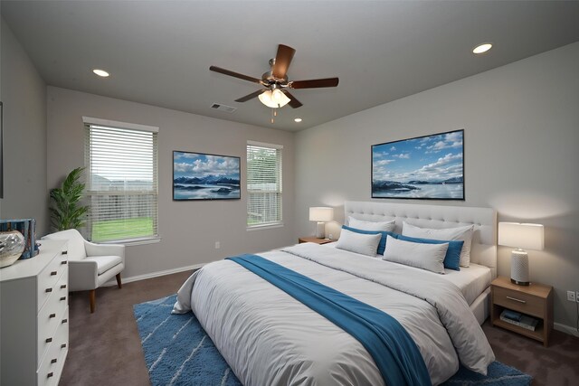 8310 Divot Trce, Fulshear, TX 77441 - bedroom with carpet, baseboards, recessed lighting, and ceiling fan