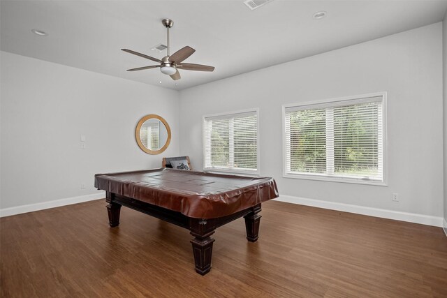 207 W Neyland St, Colmesneil, TX 75938 - rec room featuring baseboards, a ceiling fan, wood finished floors, and pool table