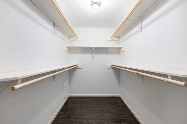 spacious closet featuring dark wood finished floors