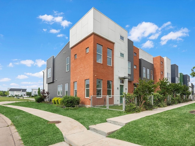 view of building exterior with a residential view
