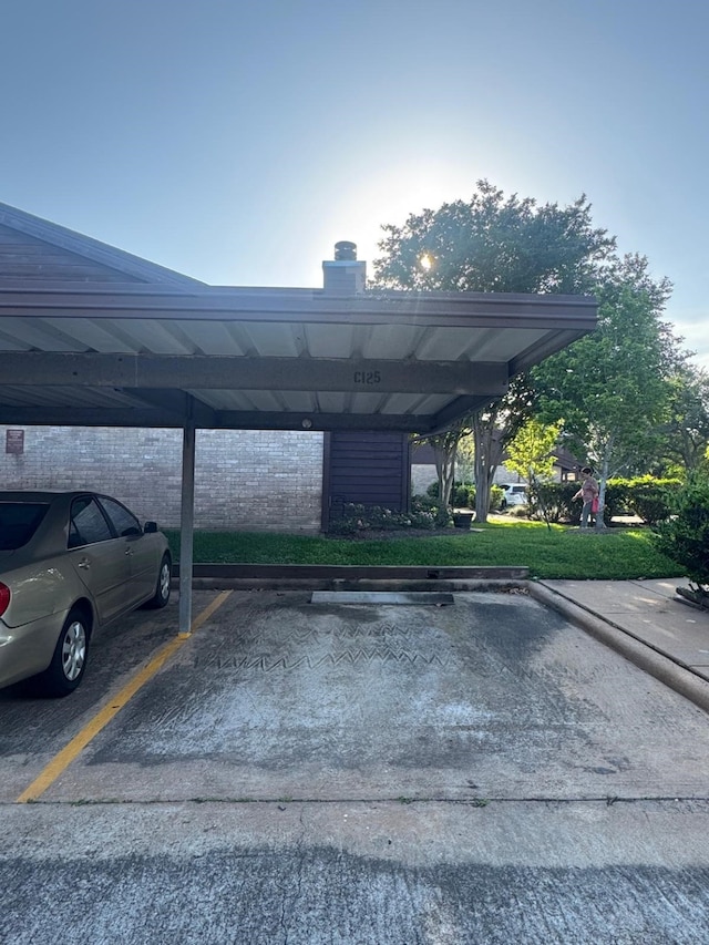 view of covered parking lot