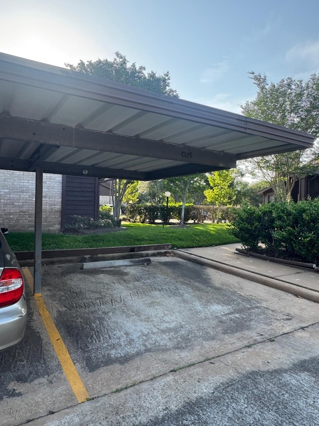 view of covered parking lot