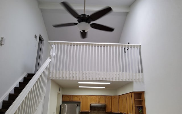 2611 Grants Lake Blvd Unit 228, Sugar Land, TX 77479 - stairs featuring ceiling fan