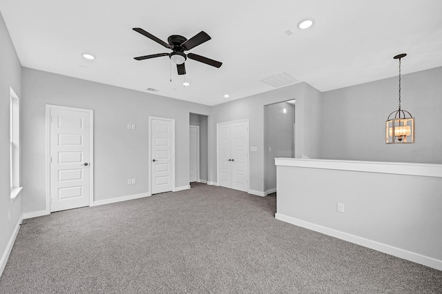 3409 2nd Ave N, Texas City, TX 77590 - interior space featuring baseboards, recessed lighting, and ceiling fan with notable chandelier