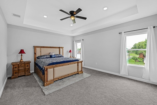 3409 2nd Ave N, Texas City, TX 77590 - bedroom with carpet floors, baseboards, visible vents, and a raised ceiling
