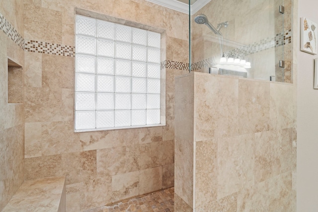 28710 Sapphire Cir, Magnolia, TX 77355 - full bathroom with a walk in shower and ornamental molding