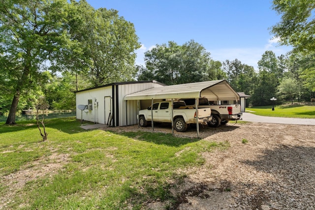 view of parking featuring driveway and a carport