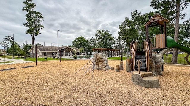 community play area featuring fence