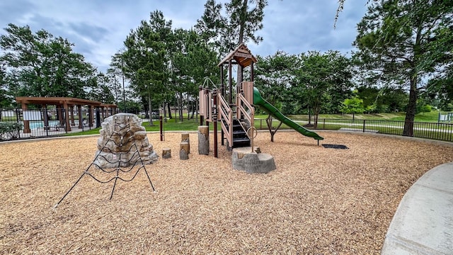 community play area featuring fence