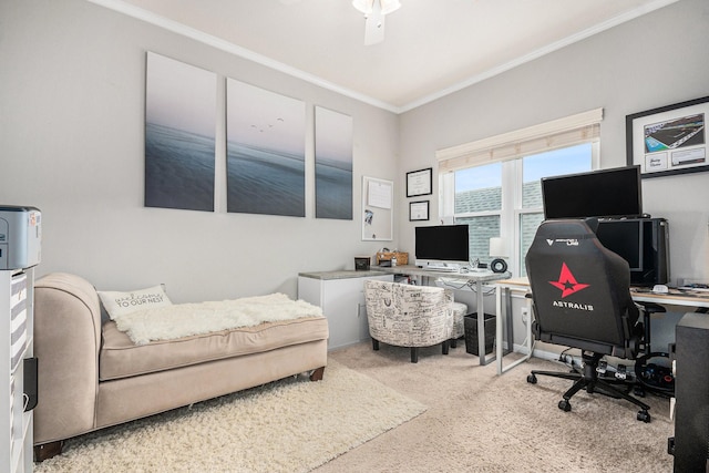 2722 Masters Dr, League City, TX 77573 - home office with crown molding and light carpet
