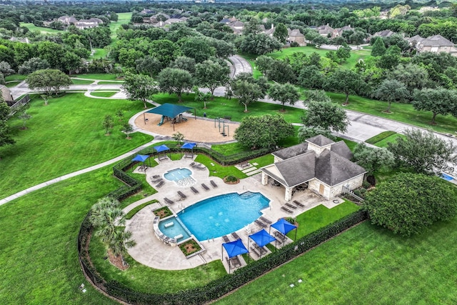 2524 Garnetfield Ln, Friendswood, TX 77546 - drone / aerial view of a pool area