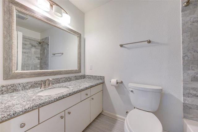 171 Litchfield Ln, Houston, TX 77024 - full bath with toilet, baseboards, walk in shower, and vanity