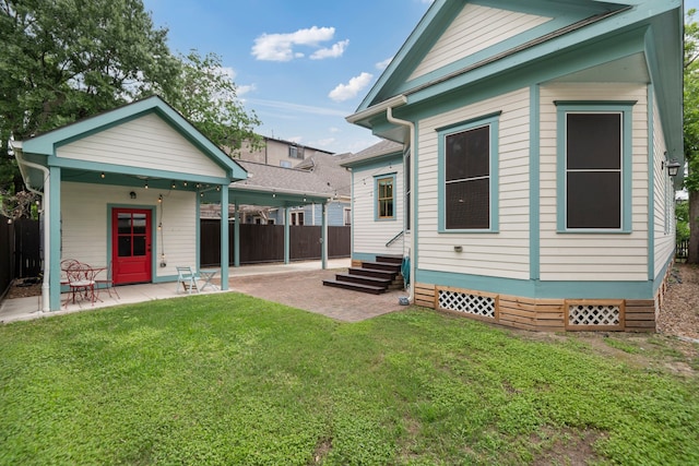 1708 Shearn St, Houston, TX 77007 - back of property with a patio area, entry steps, and crawl space