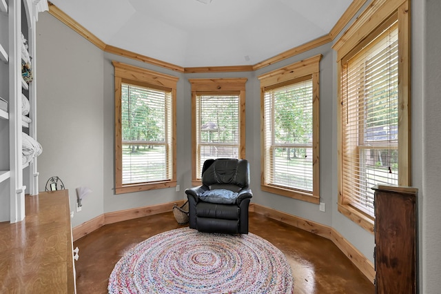 9948 Roda Dr, Conroe, TX 77303 - living area with baseboards, a healthy amount of sunlight, and finished concrete flooring