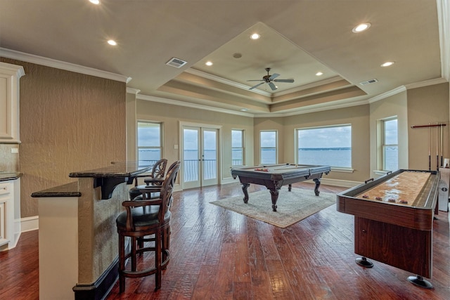 28822 Saddle Oak Dr, Montgomery, TX 77356 - recreation room with visible vents, billiards, plenty of natural light, and a ceiling fan