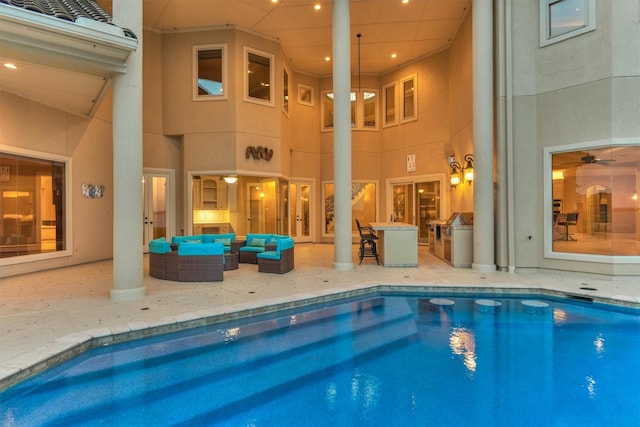 28822 Saddle Oak Dr, Montgomery, TX 77356 - outdoor pool with an outdoor living space and a patio