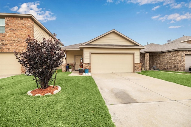 13127 Clifton Hill Ln, Houston, TX 77044 - ranch-style home featuring an attached garage, concrete driveway, brick siding, and a front yard