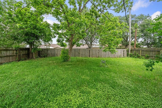 view of yard with a fenced backyard