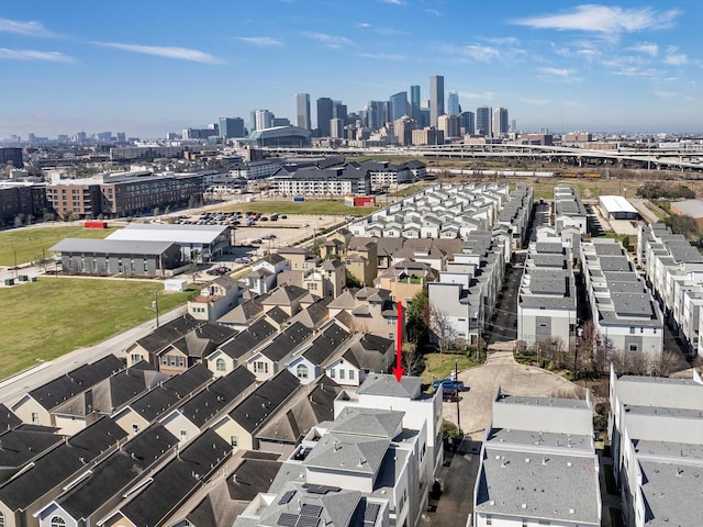 302 Eado Park Cir, Houston, TX 77020 - birds eye view of property featuring a city view