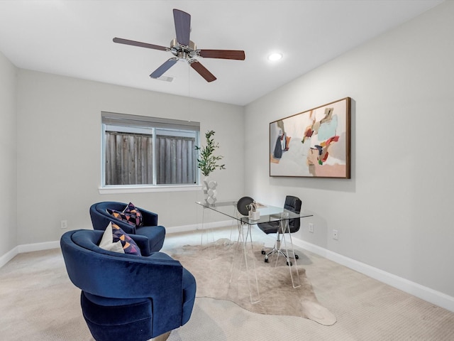 302 Eado Park Cir, Houston, TX 77020 - office space featuring carpet flooring, baseboards, and ceiling fan