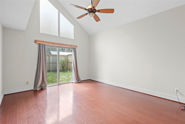 1035 Wirt Rd, Houston, TX 77055 - unfurnished room featuring high vaulted ceiling, wood finished floors, and ceiling fan