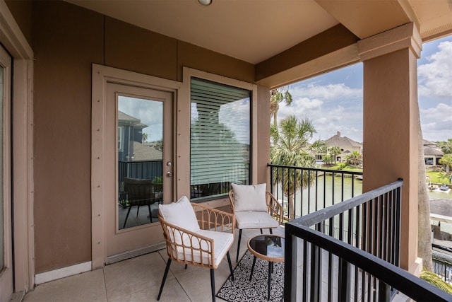 balcony with a water view