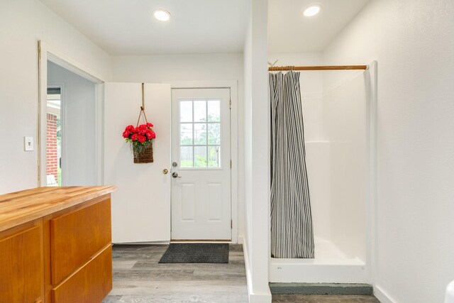 123 S Yaupon St, Lake Jackson, TX 77566 - doorway with recessed lighting and wood finished floors