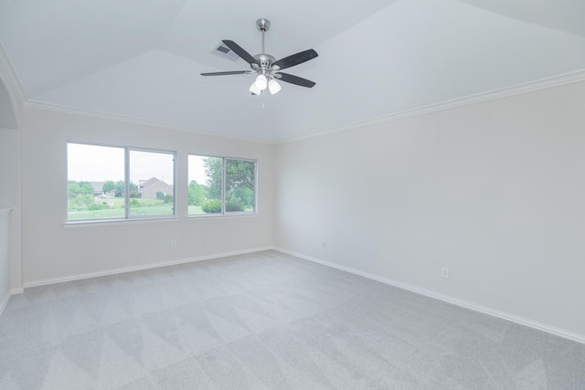 unfurnished room featuring baseboards, ceiling fan, and light carpet