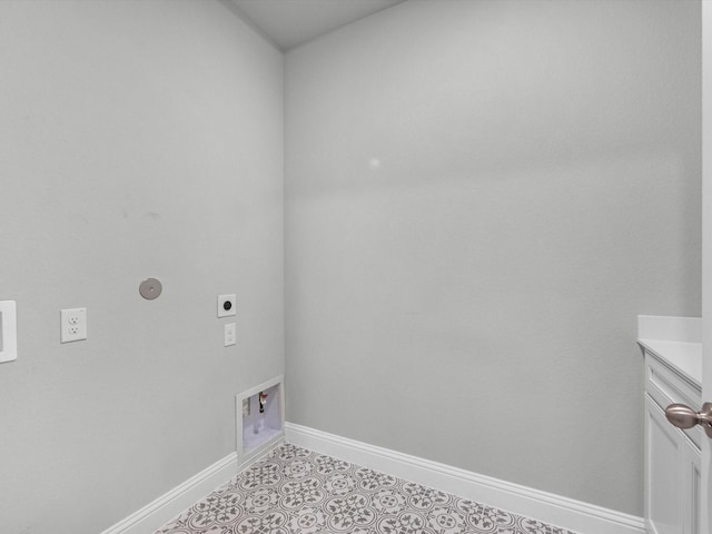 16926 Grayson Woods Ln, Humble, TX 77346 - laundry area featuring washer hookup, hookup for an electric dryer, baseboards, and cabinet space