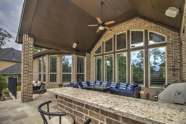 34119 Mill Creek Way, Pinehurst, TX 77362 - view of patio / terrace with ceiling fan and outdoor lounge area