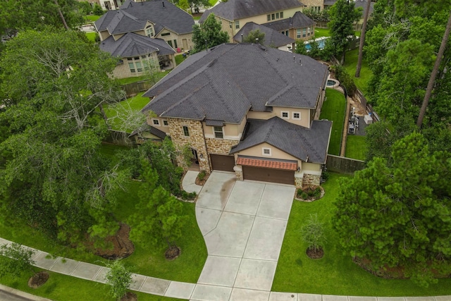 aerial view with a residential view