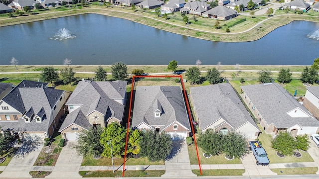 9135 Monarch Field Ln, Cypress, TX 77433 - drone / aerial view featuring a water view and a residential view