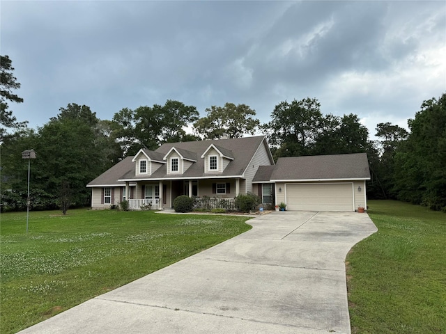 8813 Lauren Ln, Waller, TX 77484 - cape cod-style house with a garage, a front yard, covered porch, and driveway