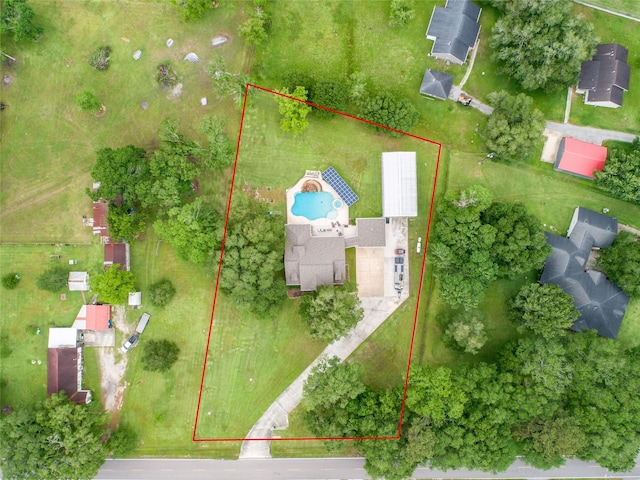 6820 Cemetary Rd, Manvel, TX 77578 - aerial view of property and surrounding area with property boundaries highlighted and a pool