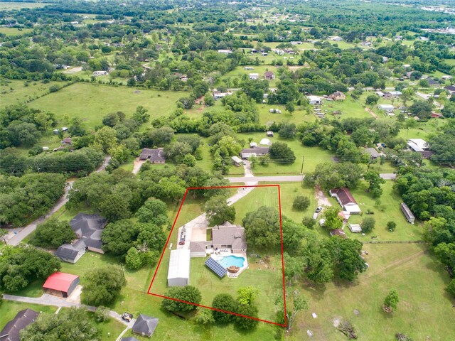 6820 Cemetary Rd, Manvel, TX 77578 - aerial view of property and surrounding area with property boundaries highlighted