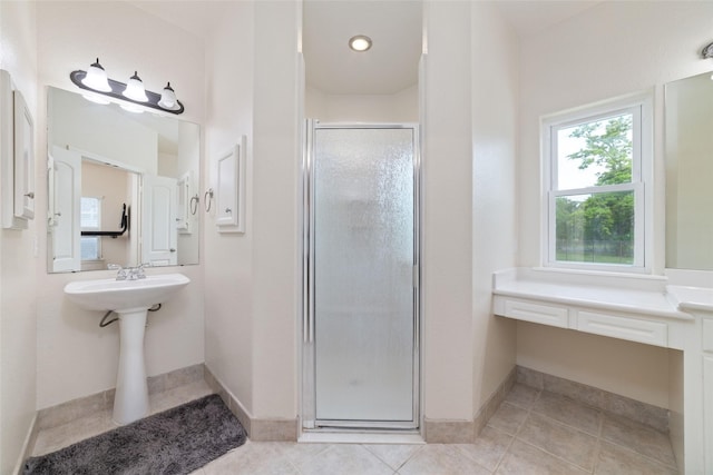 6820 Cemetary Rd, Manvel, TX 77578 - full bathroom featuring a stall shower and tile patterned floors