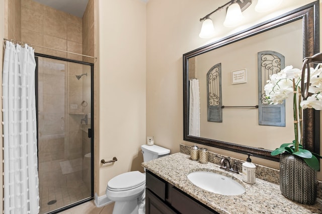 24818 Waterstone Estates Cir W, Tomball, TX 77375 - full bathroom featuring vanity, toilet, and a shower stall