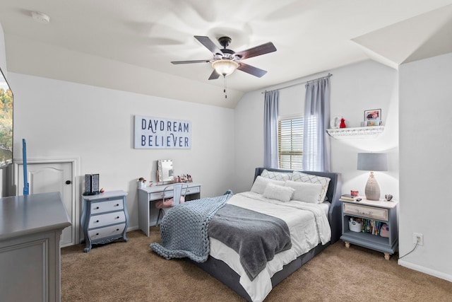 24818 Waterstone Estates Cir W, Tomball, TX 77375 - bedroom with carpet floors, a ceiling fan, baseboards, and vaulted ceiling