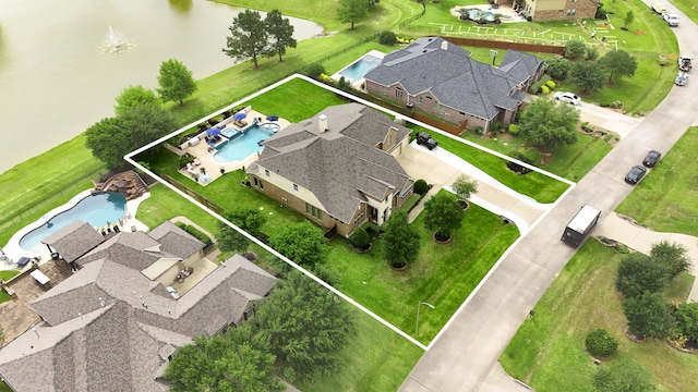 24818 Waterstone Estates Cir W, Tomball, TX 77375 - bird's eye view with a water view
