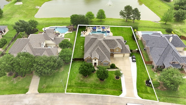 24818 Waterstone Estates Cir W, Tomball, TX 77375 - birds eye view of property featuring a residential view and a water view