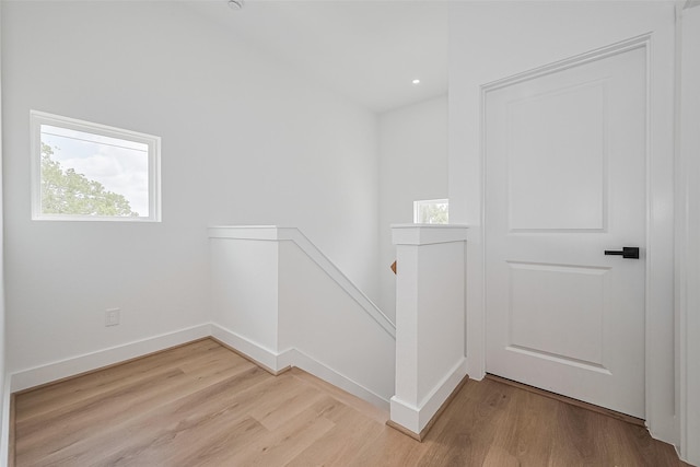 3114 Orange St, Houston, TX 77020 - stairway with baseboards, recessed lighting, and wood finished floors