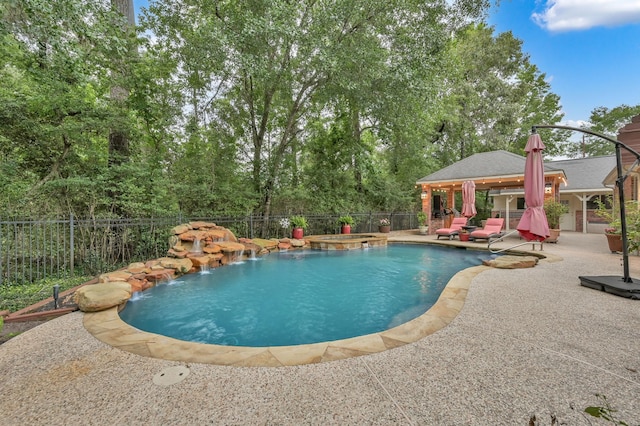 13262 Royal Rdg, Conroe, TX 77302 - view of pool featuring a gazebo, a patio area, and a pool with connected hot tub