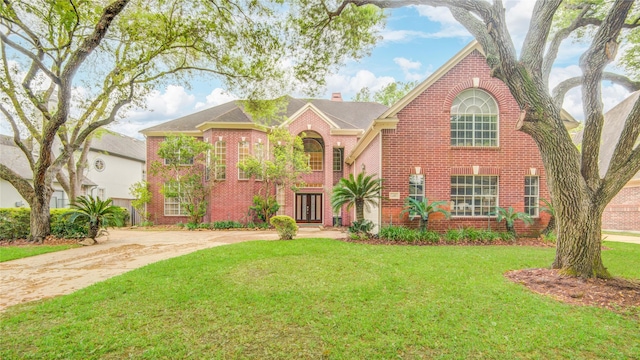 16 Treverstone Ct, Sugar Land, TX 77479 - traditional-style home with a front yard and brick siding