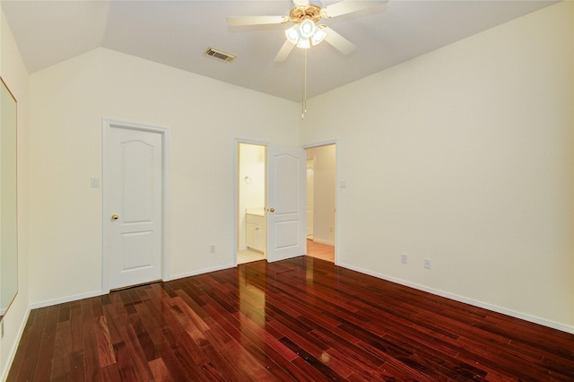 16 Treverstone Ct, Sugar Land, TX 77479 - unfurnished bedroom featuring visible vents, lofted ceiling, and hardwood / wood-style floors