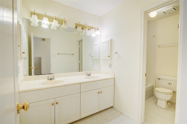 16 Treverstone Ct, Sugar Land, TX 77479 - bathroom featuring double vanity, a sink, visible vents, and toilet