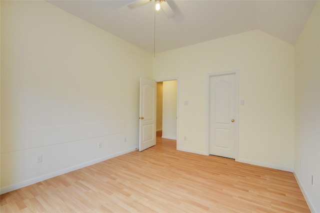 16 Treverstone Ct, Sugar Land, TX 77479 - unfurnished room featuring light wood-type flooring, a ceiling fan, baseboards, and vaulted ceiling